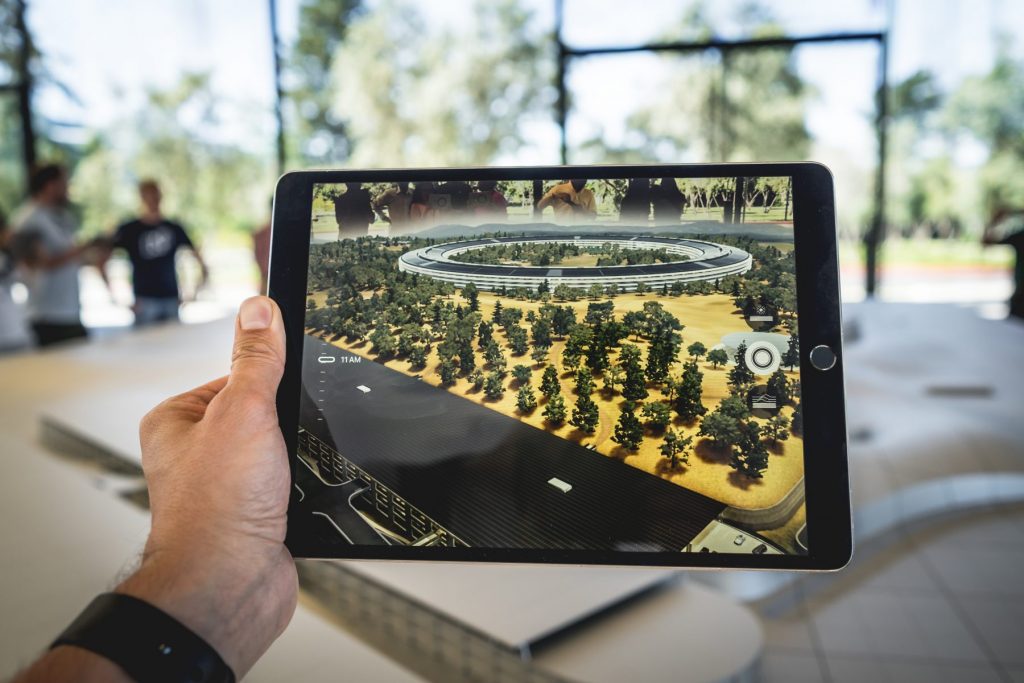 a tablet shows an augmented reality view