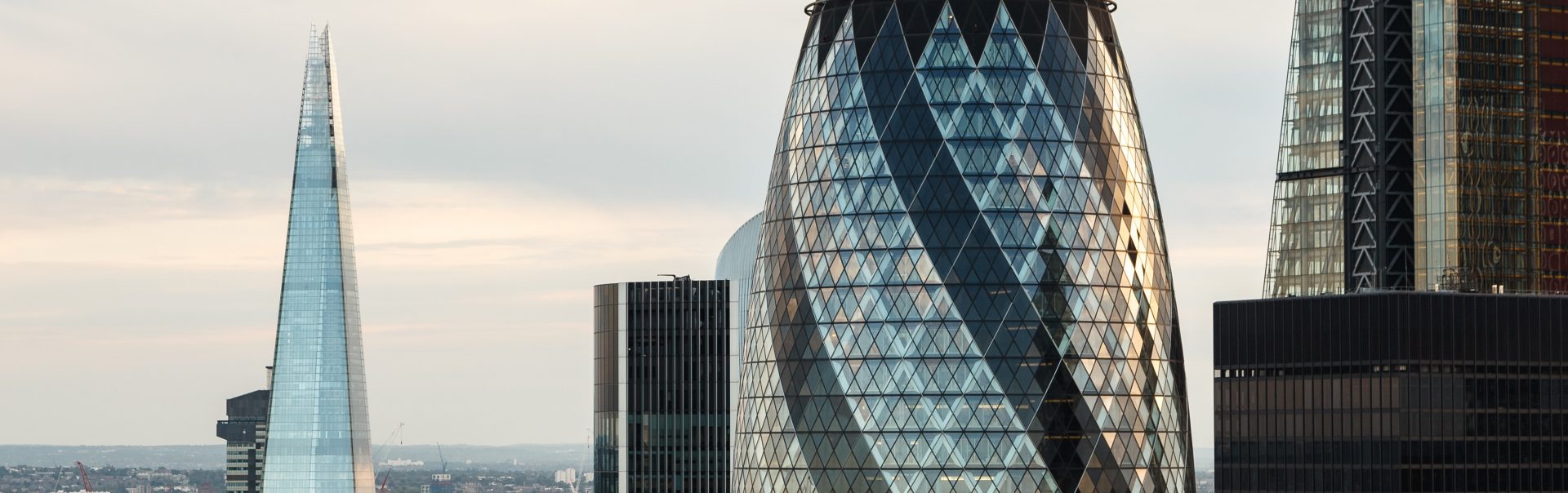 a view of the Gherkin and other London high rises