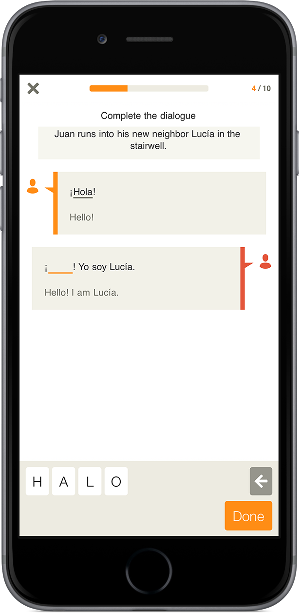 An image of Babbel's Spanish language learning app.