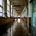 An empty K-12 school districts hallway