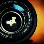 closeup of a nikon camera lens