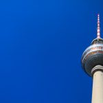 Die Berliner Fernseturm in front of a blue sky