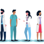 Infographic of six health care professionals.